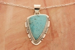 Native American Kingman Turquoise Sterling Silver Pendant